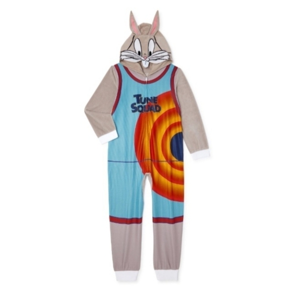 Space Jam Boys Hooded Union Suit Pajamas - Picture 1 of 3